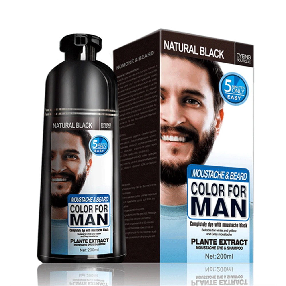 natural long lasting 200ml permanent beard dye shampoo for m