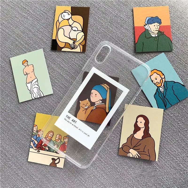 Oil painting card transparent soft tpu case For iphone 11 pro max 6 6s 7 8 Plus xs xsmax xr x Photo frame phone back cover |