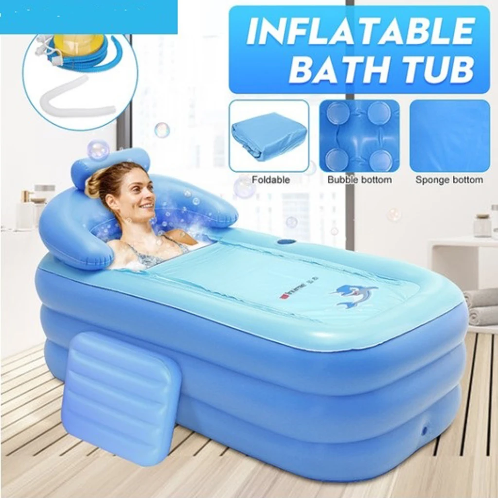 

Durable Inflatable Bathtub Home Travel 3-Layer Bath Tub Backrest Spa