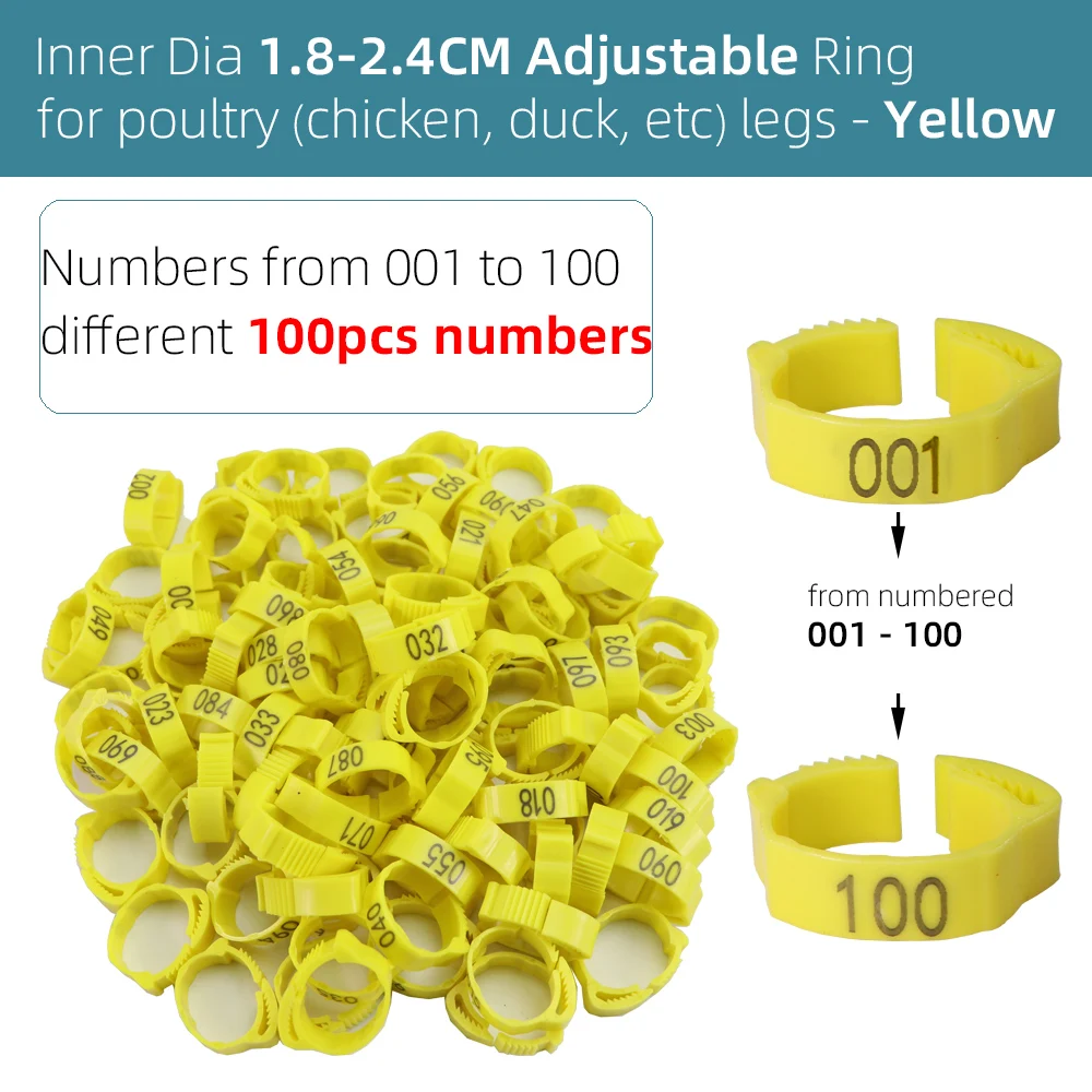 100-1000PCS Adjustable Chichken Bird Leg Rings 001-100 Numbered Identification Bands Poultry Foot Label for Pigeon Chicks Animal | Дом и сад