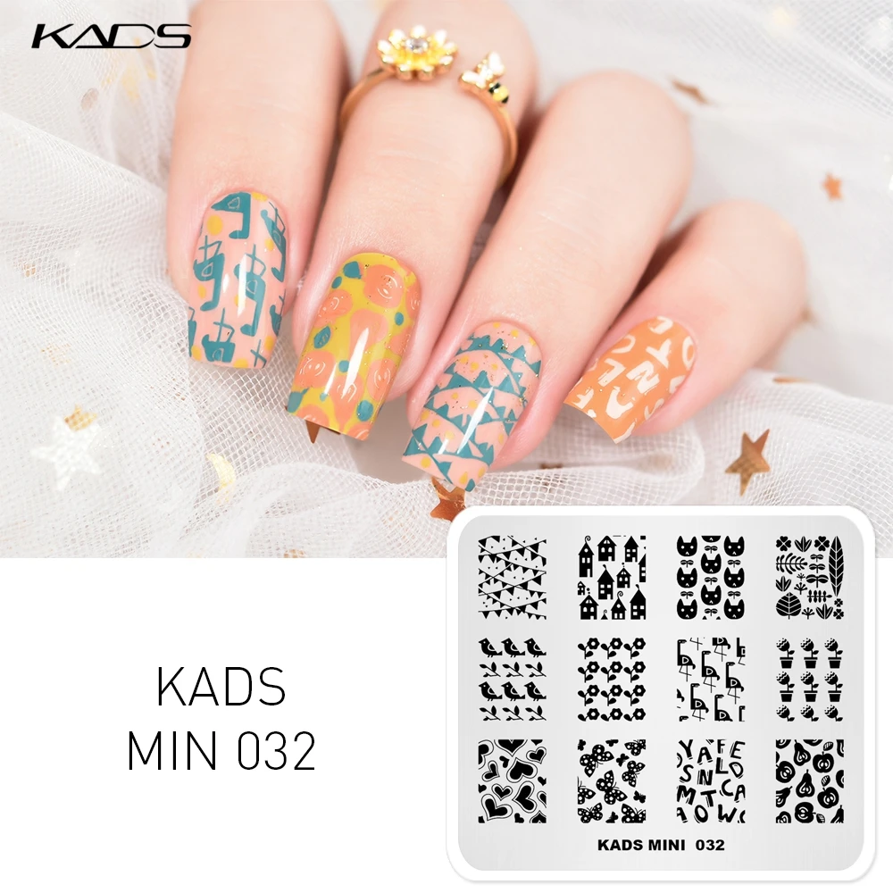 Шаблоны для дизайна ногтей KADS мин 032 шаблоны изображений с сердечком и буквами