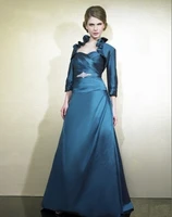 2020 new design vestidos de fiesta taffeta blue long dress party evening elegant formal gowns with jacket mother of bride dress