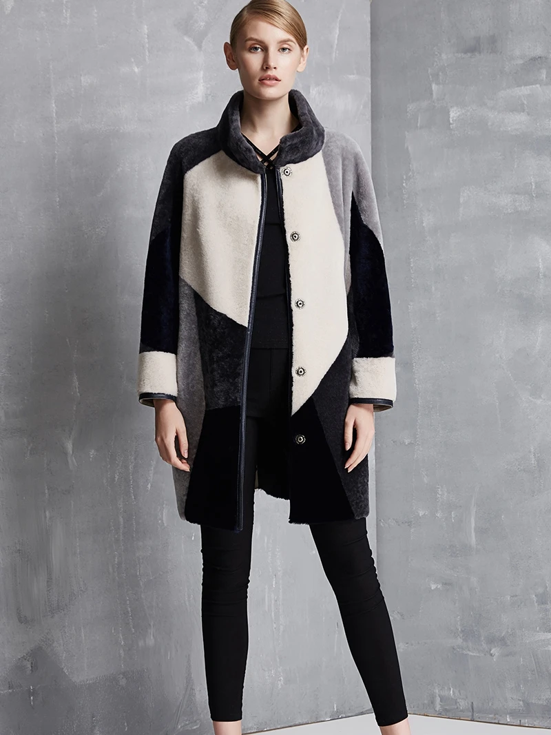 

Высококачественная модная куртка из натурального меха двусторонние контрастные куртки для женщин 2020 теплое шерстяное пальто для женщин ...