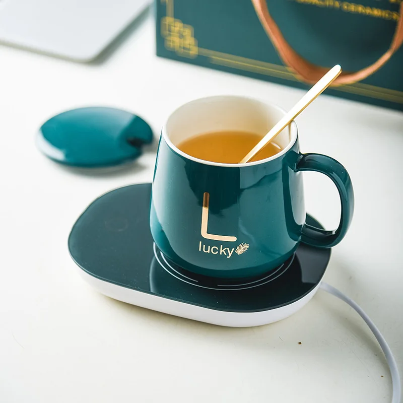 

DIY 55 degree thermostat cup set heating cup coffee office cup gift ceramic water cup warm cup