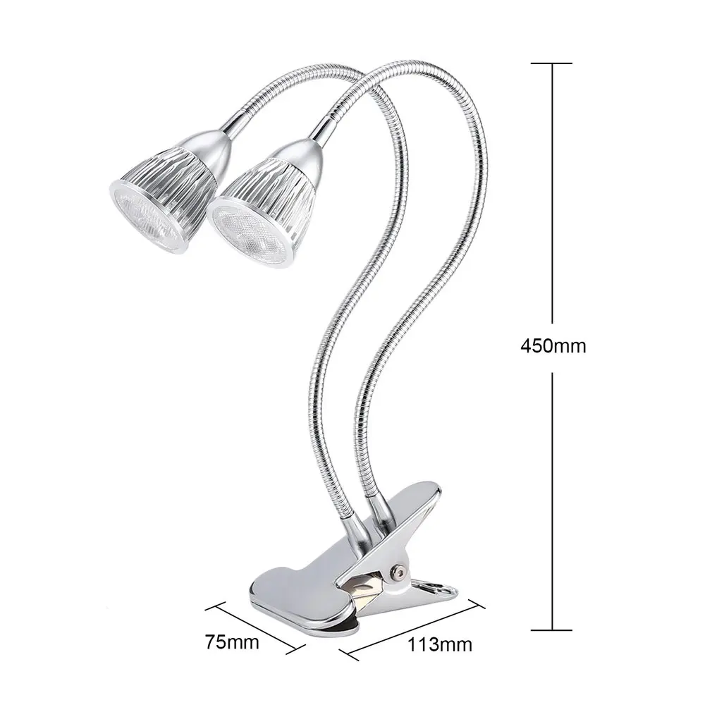 

10W Double Head Gooseneck LED Plant Grow Light Clip Table Lamp Hydroponic Desk Grow Light Garden Lighting LED Grow Light