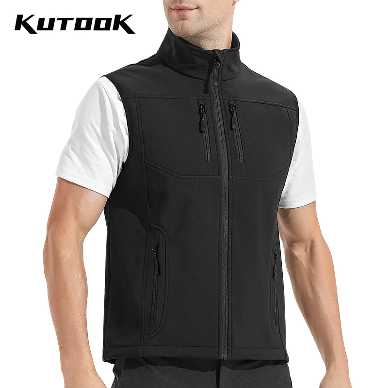 

KUTOOK Men Outdoor Sports Softshell Vest Windproof Cycling Hiking Running Waistcoat Jacket Winter Thermal Waterproof Sport Vest