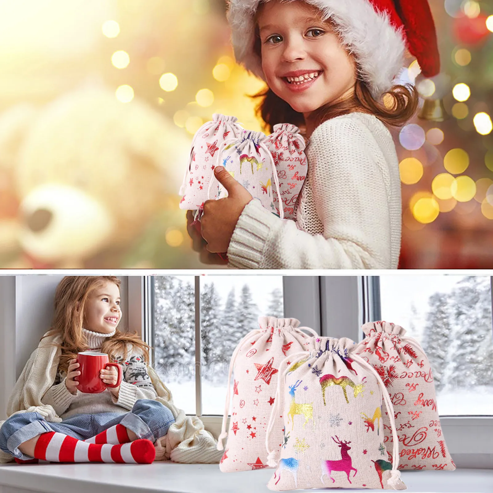 Рождественская Поздравительная Подарочная сумка с календарем обратный отсчет