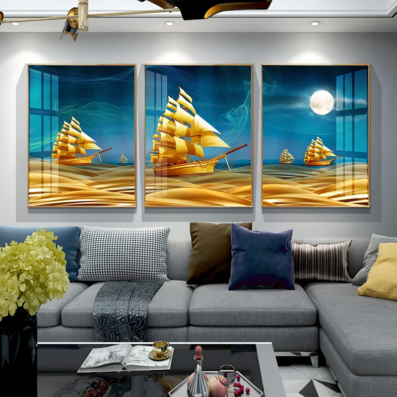 

Прямая поставка, картина в скандинавском стиле, настенное украшение, картина с подсветкой, роскошная картина из хрустального фарфора, Совре...