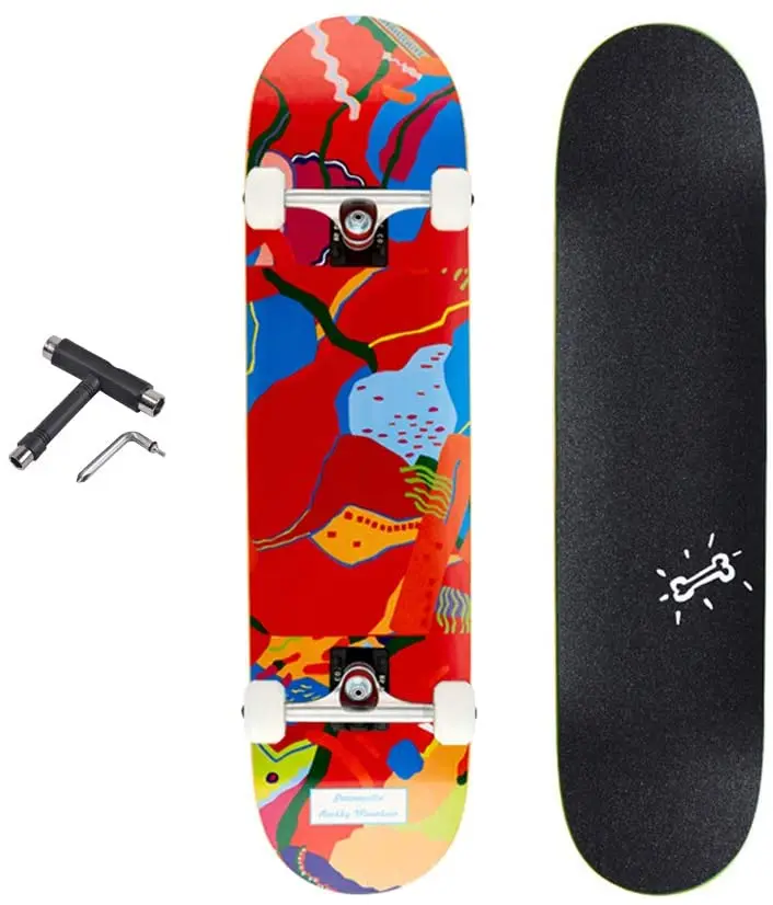 

Pro Skateboard Complete for Adult Youth Kid and Beginner - 31" Double Kick Concave Street Skateboard 7 Layer Alpine Maple Deck