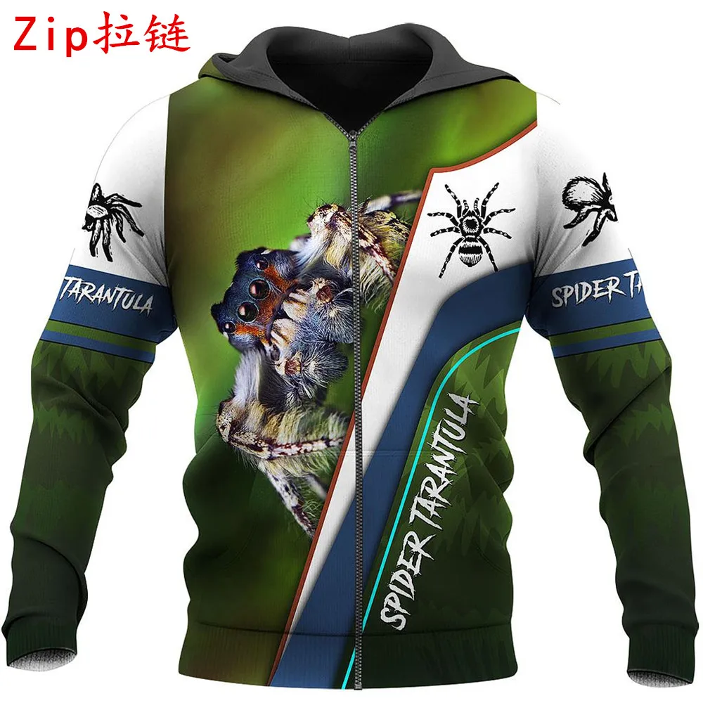 

New Fashion Autumn Hoodies Spider Tarantula 3D Full-print Sweatshirt Unisex Casual Zip Jacket Z01