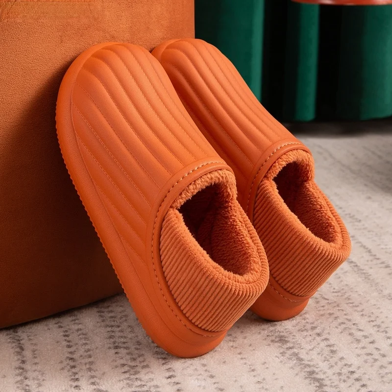 

Hot Waterproof Non-Slip Home Slippers Winter Warm Women Indoor Cotton Non-slips Ladies Soft Slippers Memory Foam Couples Shoes