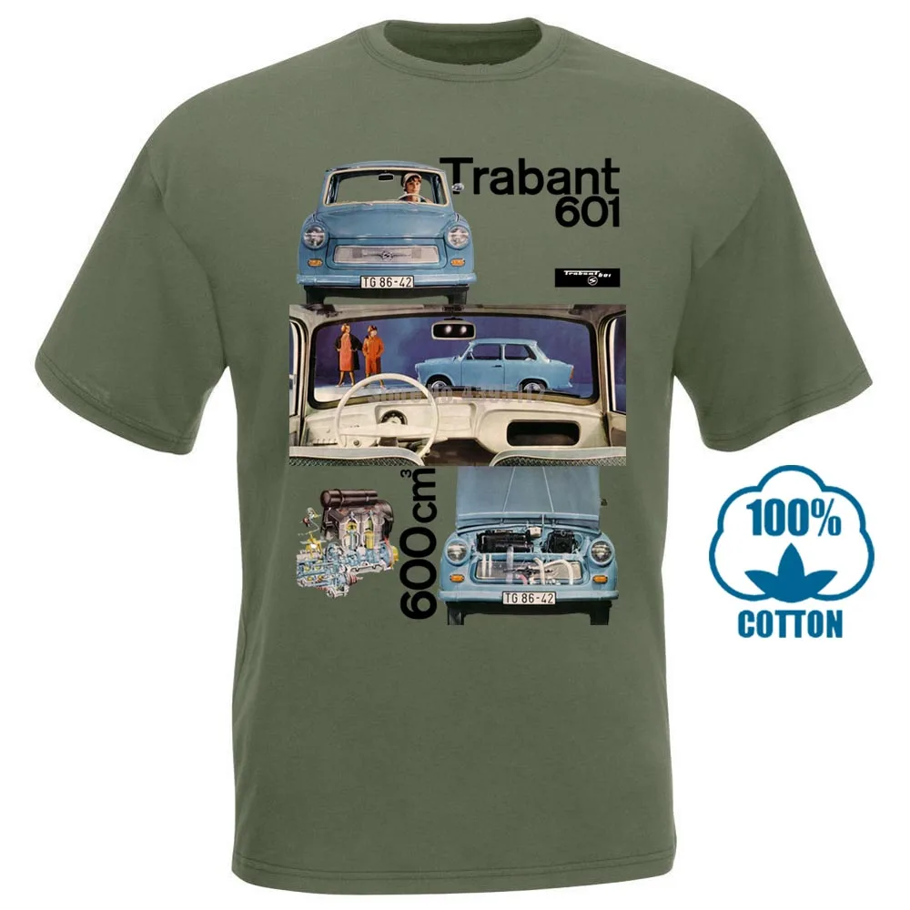 Армейский зеленый Модная мужская Футболка Maglia Germania Est Comunismo Trabant Auto vintage Ddr s m l Xl Повседневная футболка - Цвет: Армейский зеленый