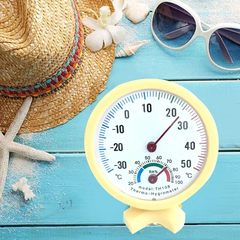 Удобный механический термометр мини гигрометр желтого цвета для использования в