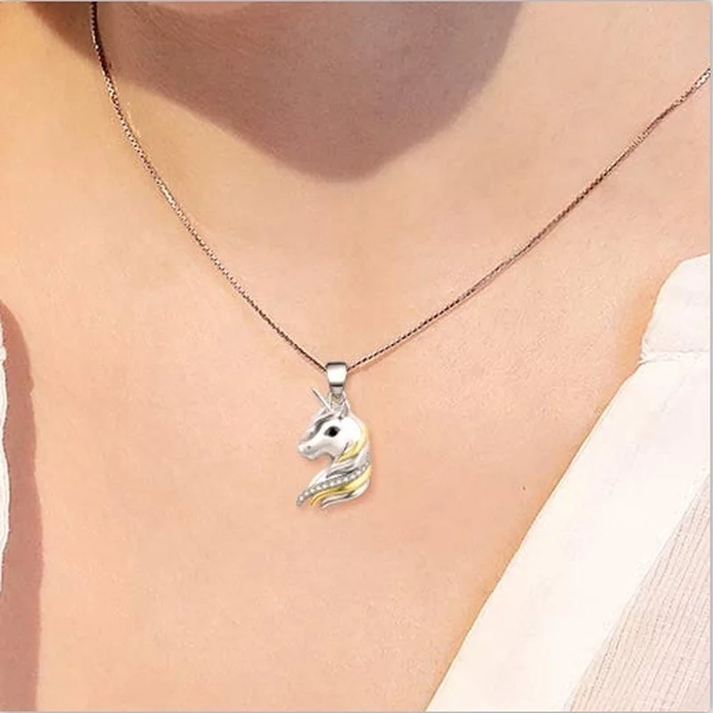 

New Fashion Luxury Creative Unicorn Necklace Jewelry Women Romantic Banquet Wedding Charm All-match Jewelry Gift