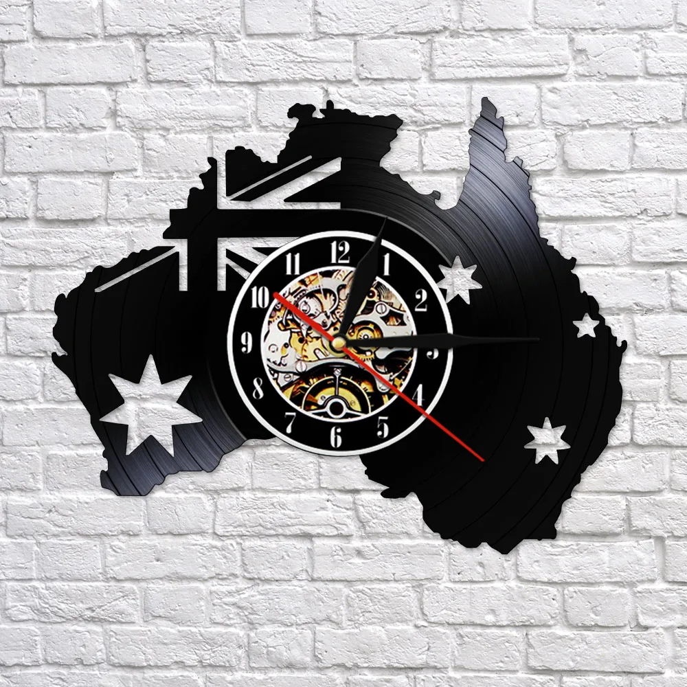 Виниловые настенные часы с изображением флага Австралии патриотические карты