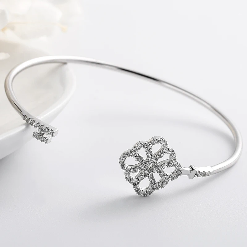

Fashion 925 sterling silver key bracelet light luxury cubic zirconia small fresh lady adjustable bracelet3