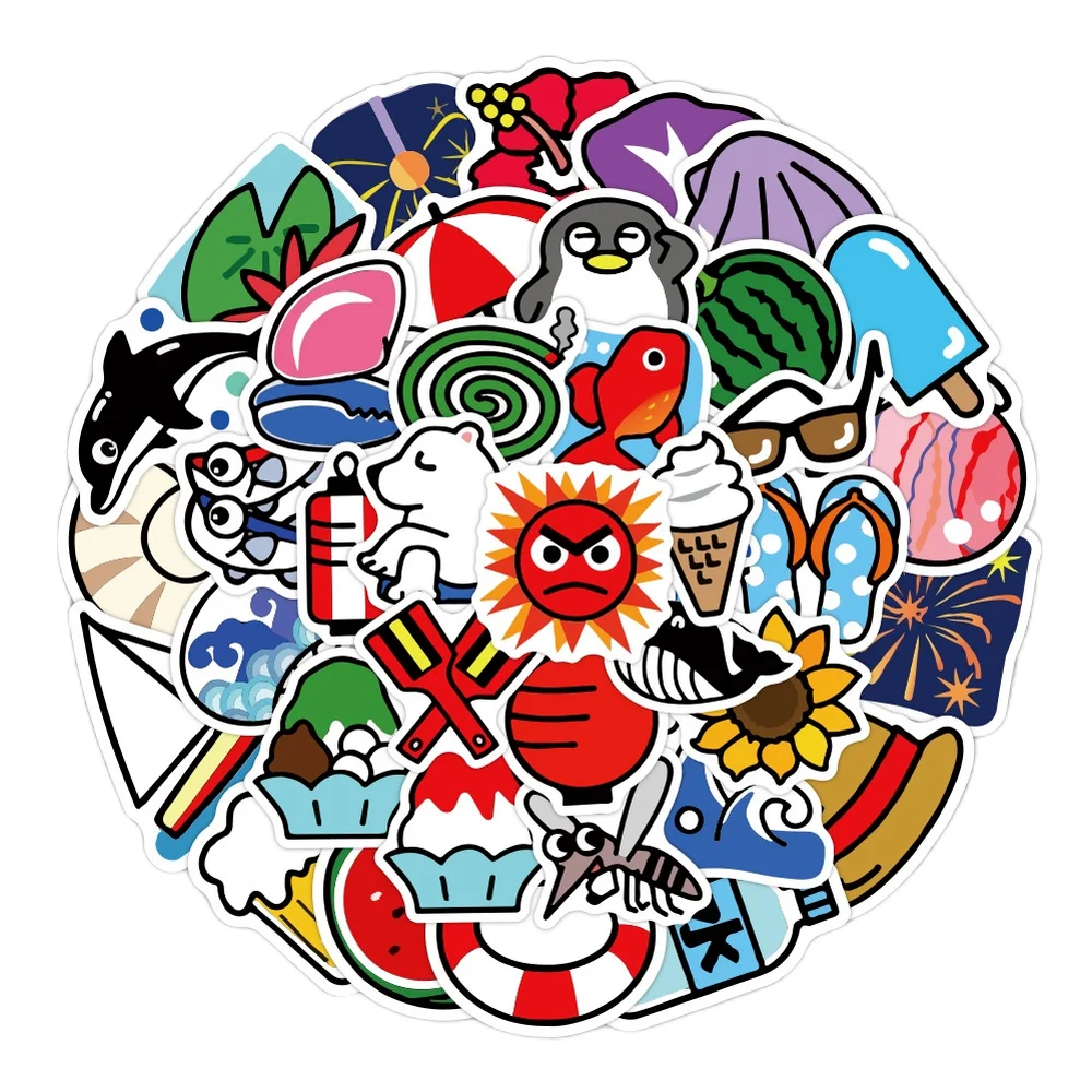 

40PCS/pack Summer Beach Waterproof Sticker DIY Skateboard Mobile Computer Child Reward Sticker Toy