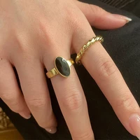 high quality black elegant geometric oval round gold finger rings for women new charms jewelry gift 2022