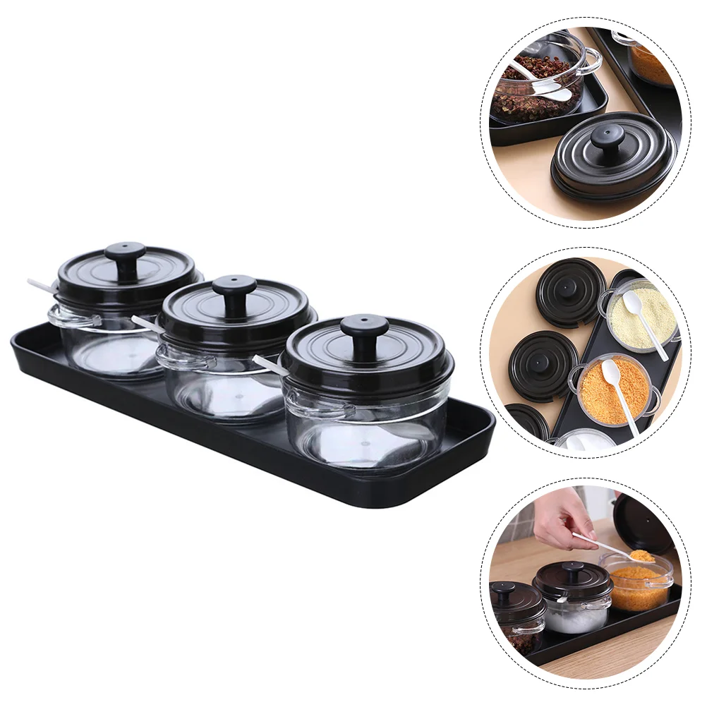 

1 Set Seasoning Storage Bottles with Tray Condiment Storage Container Pots
