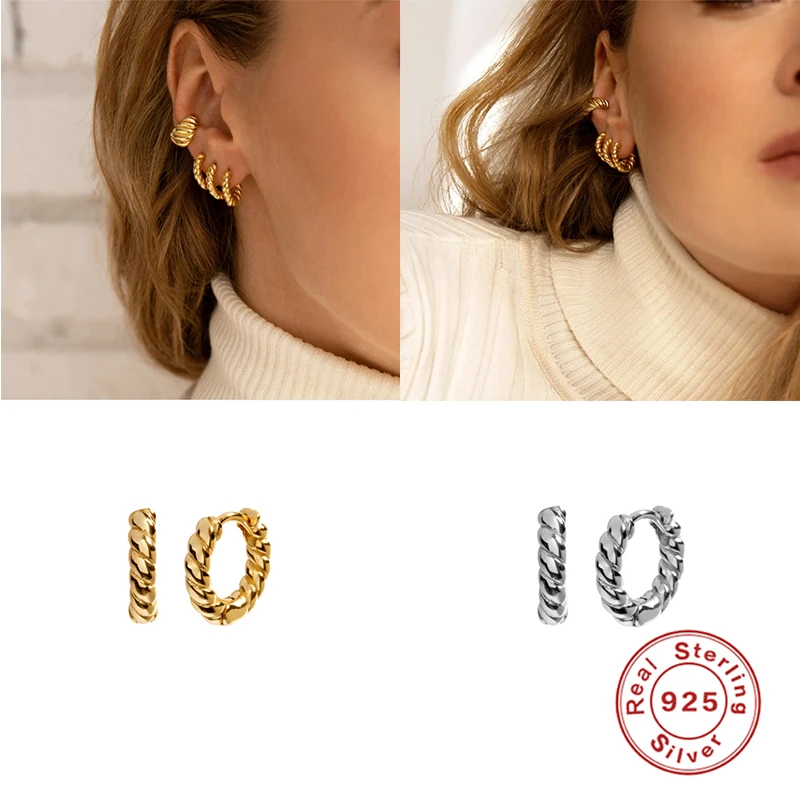 

VINY 2021 Trend Bijoux Femme Fine Gift Silver 925 Jewelry Earrings For Women Spiral Hoop Earring Gold/Silver JewelryСеѬги