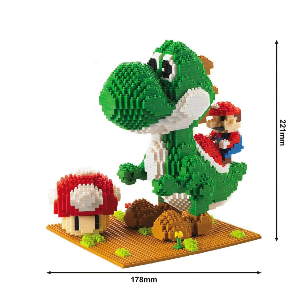 

Super Mario Figures Model Building Blocks Cartoon Anime Mario Bros Yoshi Assembled Mini Brick Juguetes Toys for Children