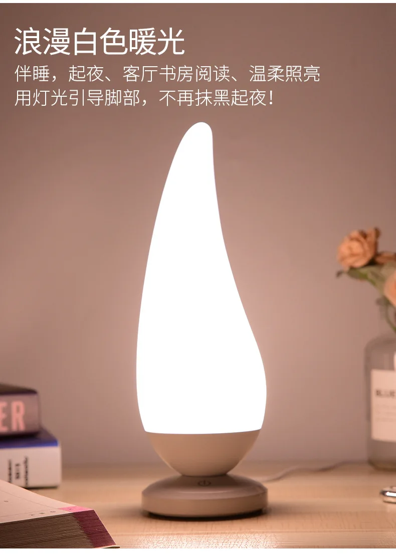 

Creative White candle LED Desk Lamps Reading Study for baby sleep Soft Eye-Protection Led Night Light Touch control Third light