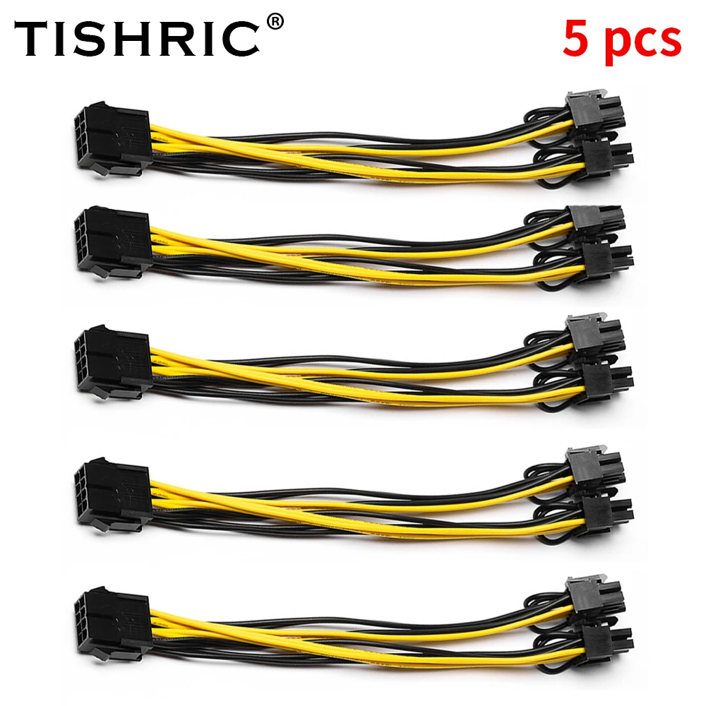 5-10 шт. TISHRIC PCI Express PCIE 8-контактный двойной кабель питания 20 см для материнской