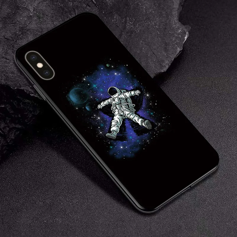 TPUBLK546 Черный чехол из ТПУ для Apple iPhone X XR XSMax 11 чехол Модный мультяшный астронавт для Apple iPhone 6 6S 7 8 Plus чехол для телефона бампер - Цвет: TPUBLK546