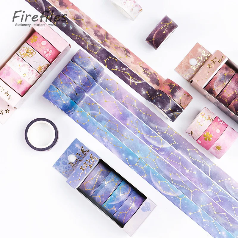 

4pcs/set Starry Sky Kawaii Washi Tape Set Diary Office School Supplies Stationery Japanese Masking Tape Stickers Student Gift