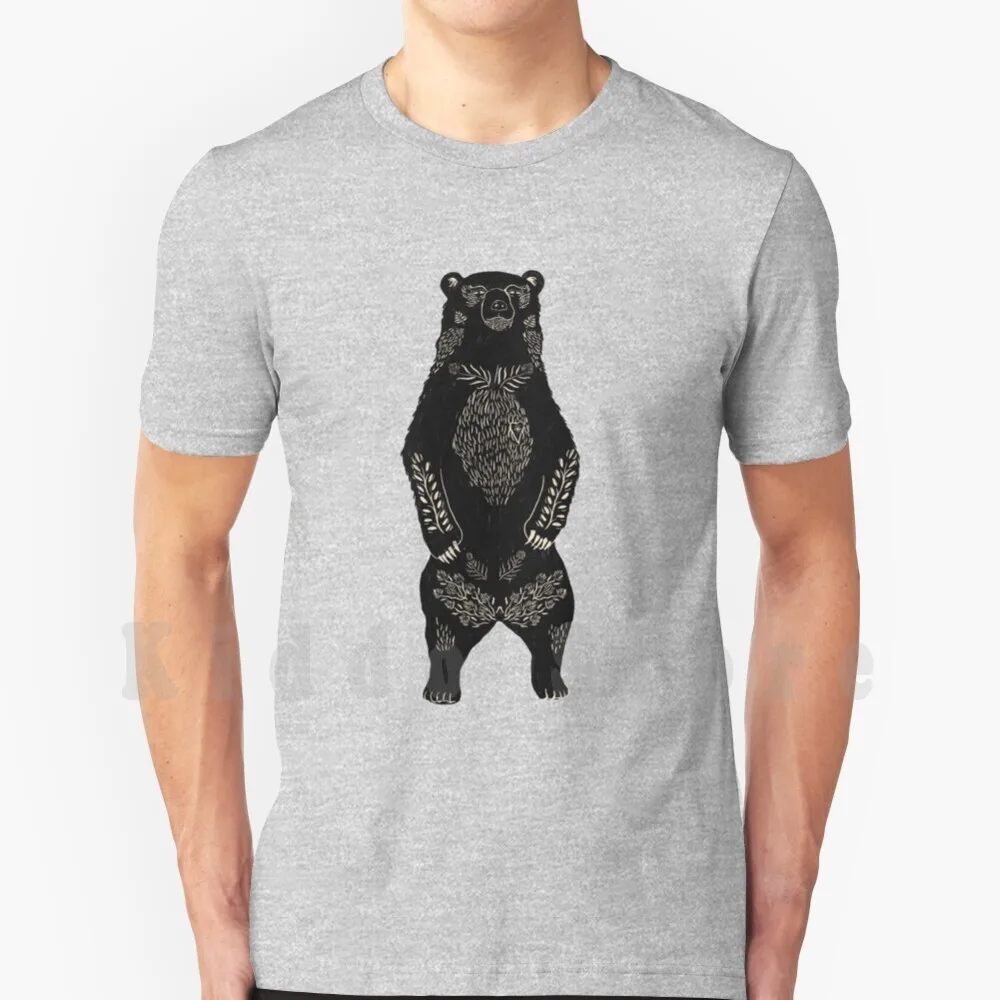 

Волшебный черный медведь, футболка «сделай сам» большого размера, 100% хлопок, медведь, черные народные животные, влюбленные, природа Перез дух, Натуральная зима
