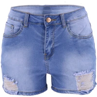 womens stylish stretchy jean shorts back pockets denim fabric shorts