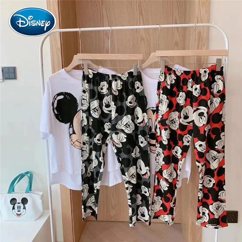 

Disney Mickey avatar home service female summer short sleeve trousers pajamas female cartoon Mickey print pajamas