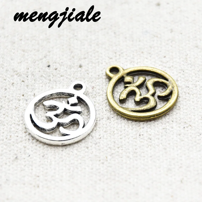 

15pcs Wholesale Two Color Om Yoga Charms Alloy Metal Round Pendants For DIY Handmade Jewelry Accessories Making 21*18mm