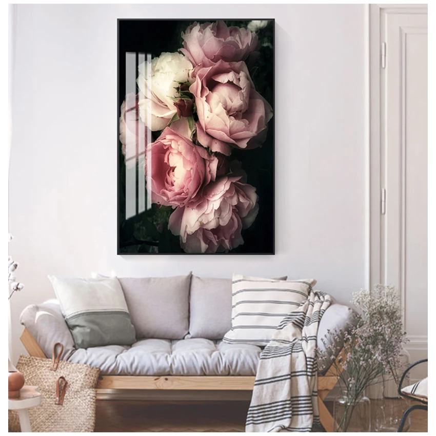 Fashion Posters And Prints Living Room Decor Vintage Poster Flowers Wall Art Canvas Print Pink Peony Floral Painting Picture |