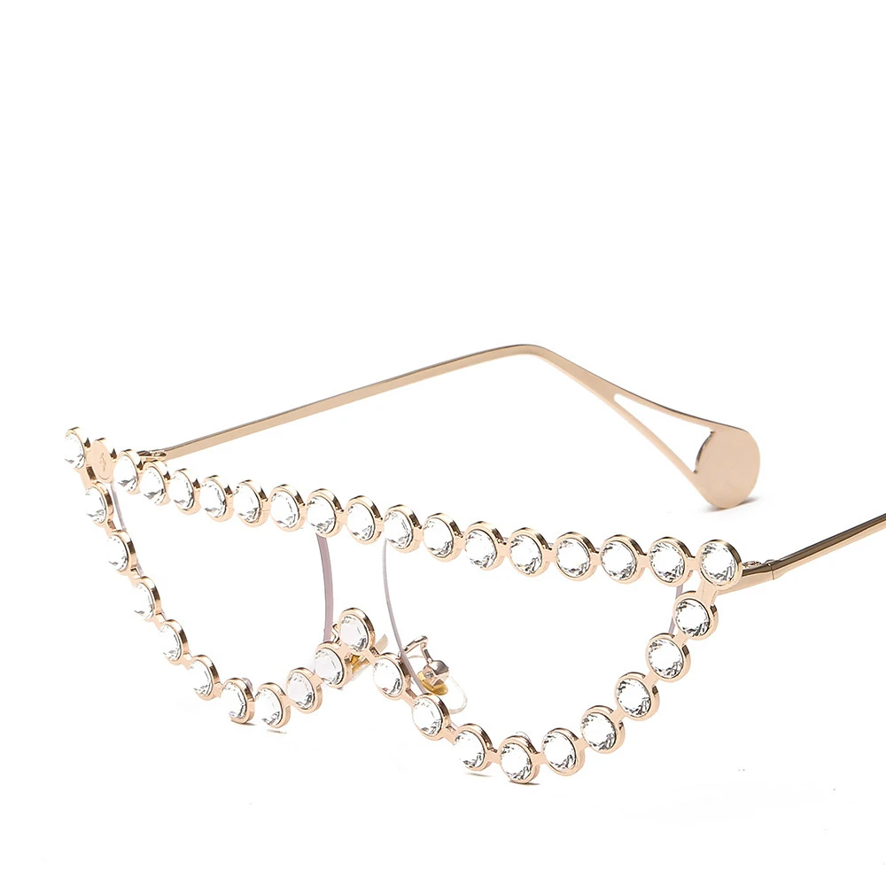 Роскошные Стразы солнцезащитные очки кошачий глаз женские блестящие алмазные