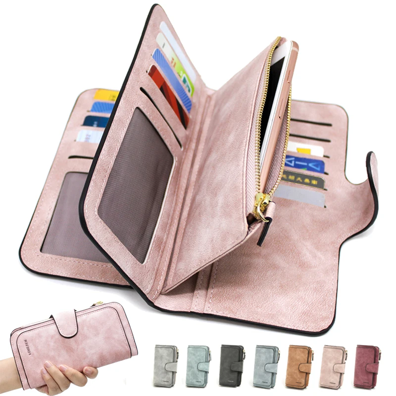 Новинка 2021 женские замшевые кожаные кошельки Длинный кошелек из нубука и замши