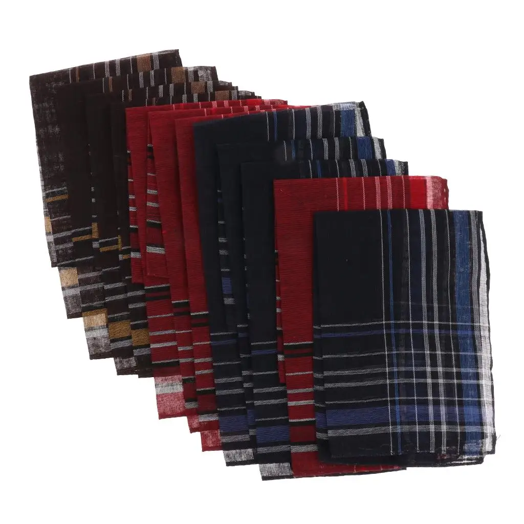 Фото Набор из 12 платков с узором в виде клетки мягкое квадратное карманное полотенце