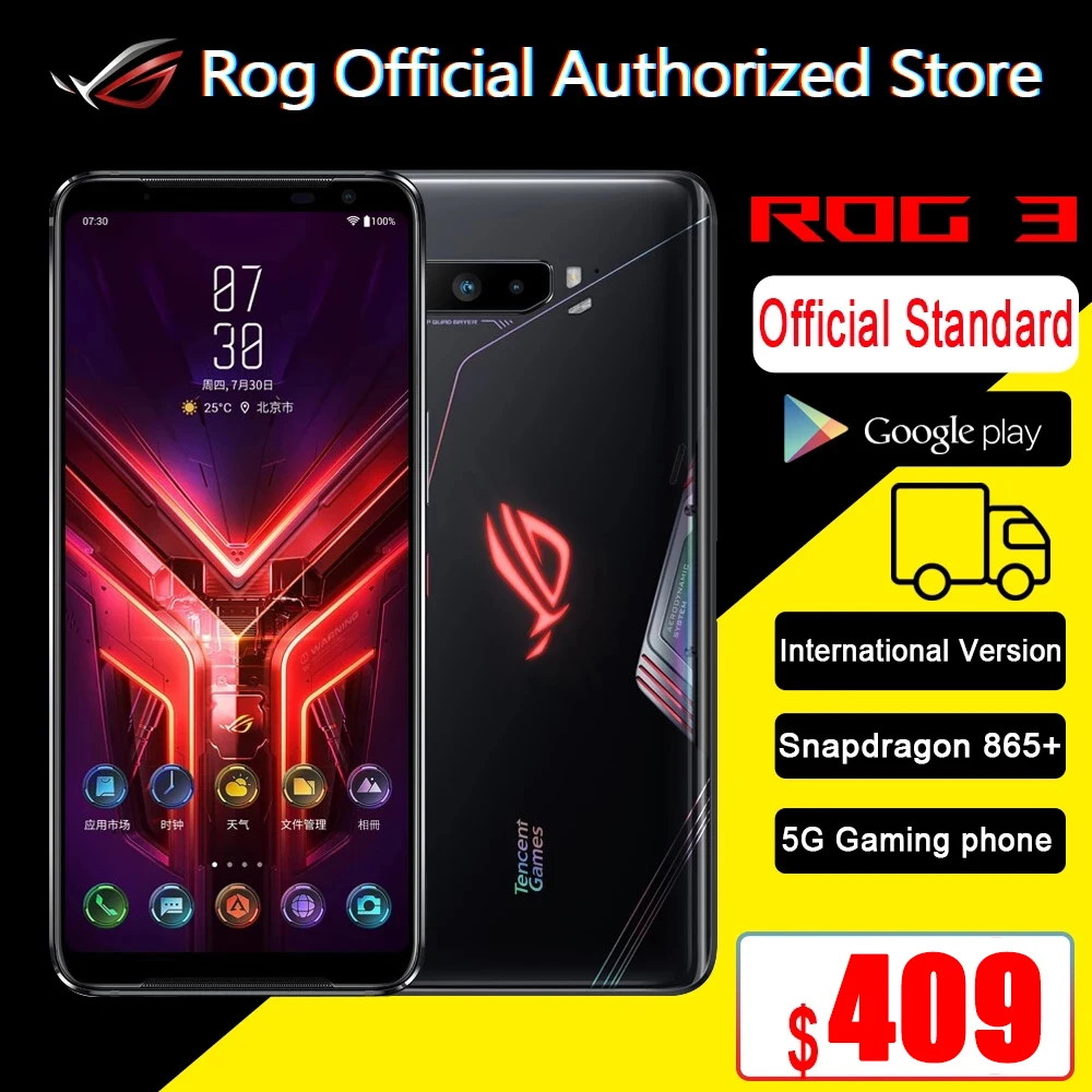 Official Global ROM ASUS ROG Phone 3 5G Gaming Phone 6.59" Snapdragon 865Plus 6000mAh 144Hz FHD+ AMOLED NFC ROG3 Smartphone
