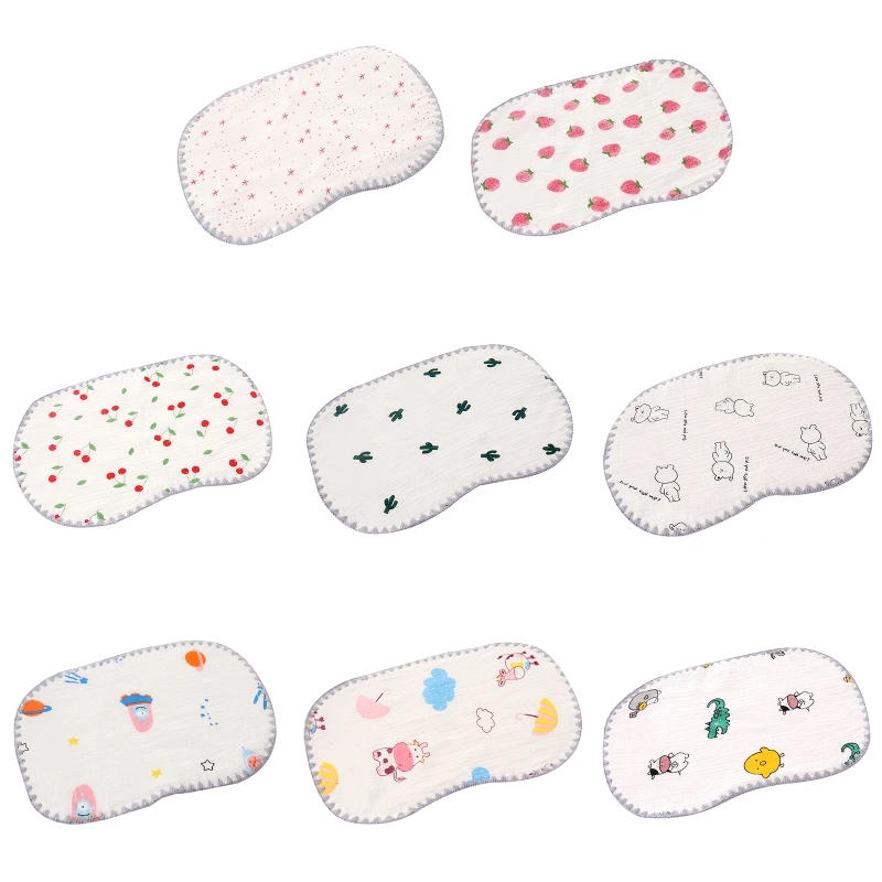 

2022 New Newborn Baby Nursing Pillow Cartoon Printed Pillow 10-Layers Cotton Gauze Flat Pillow Sleeping Head Support Cushion for