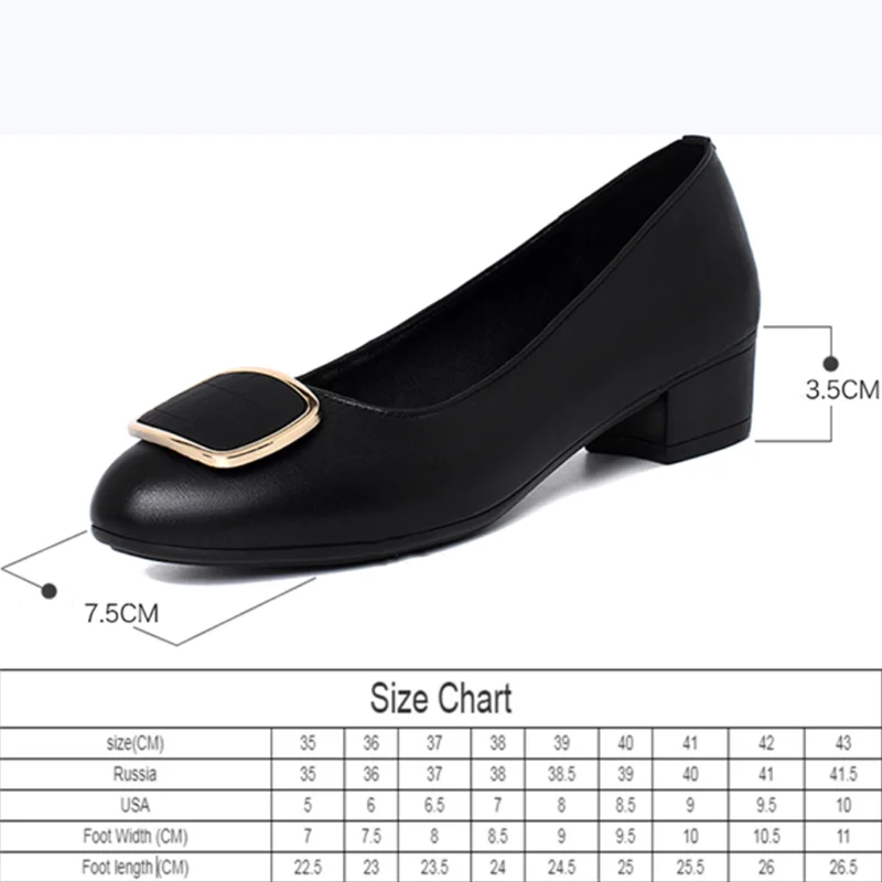 

AIYUQI Women's Shoes Spring New Thick-soled Black Working Shoes Women Relly Leather Mid- heel Square Buckle Single Shoes Women