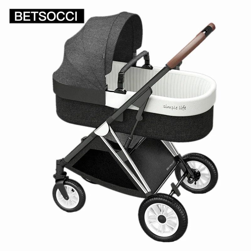 BETSOCCI Baby stroller 2 in 1 can sit, recline and lightly fold two-way high landscape newborn child stroller free shipping