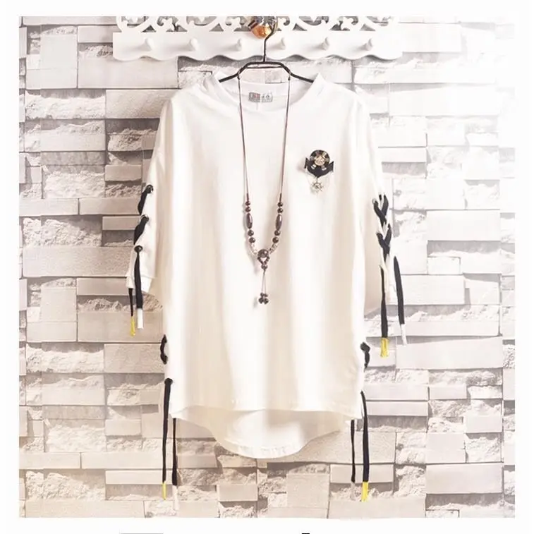 Модный мужской пуловер в уличном стиле с кружевом панк готика Дизайнерские