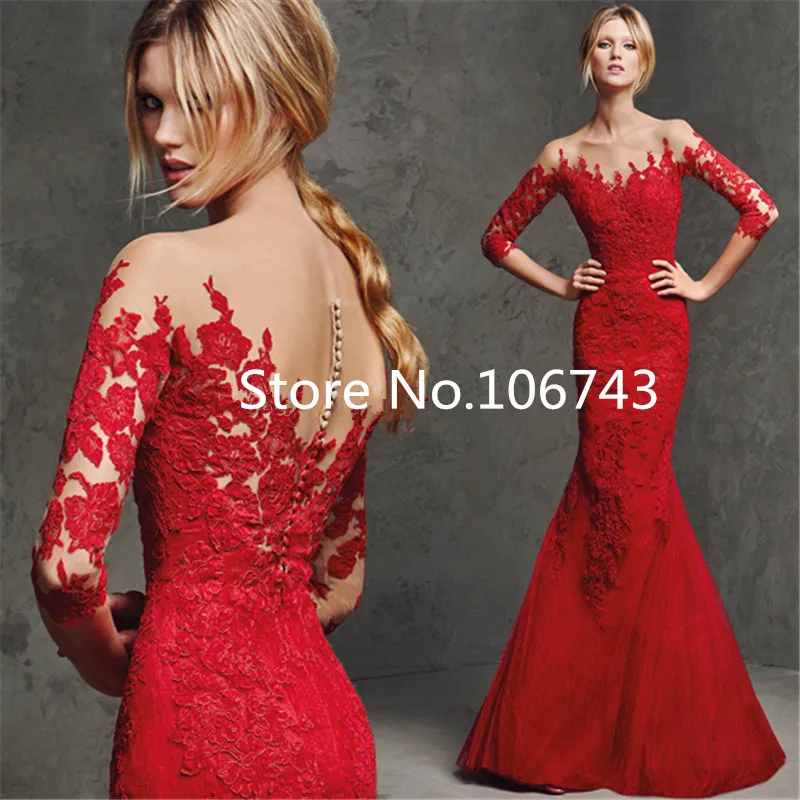 

Red Sexy Mermaid Prom 2018 Long Appliques Sexy Party vestido de festa Chic Evening Gown mother of the bride dresses