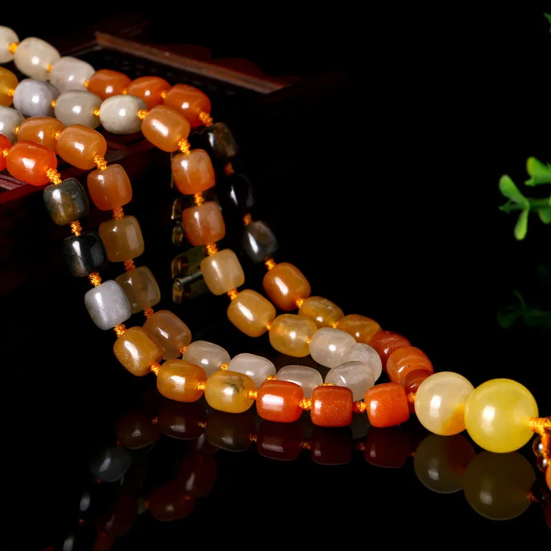 Золотое шелковое Нефритовое ожерелье цепочка для свитера подвеска барабанные