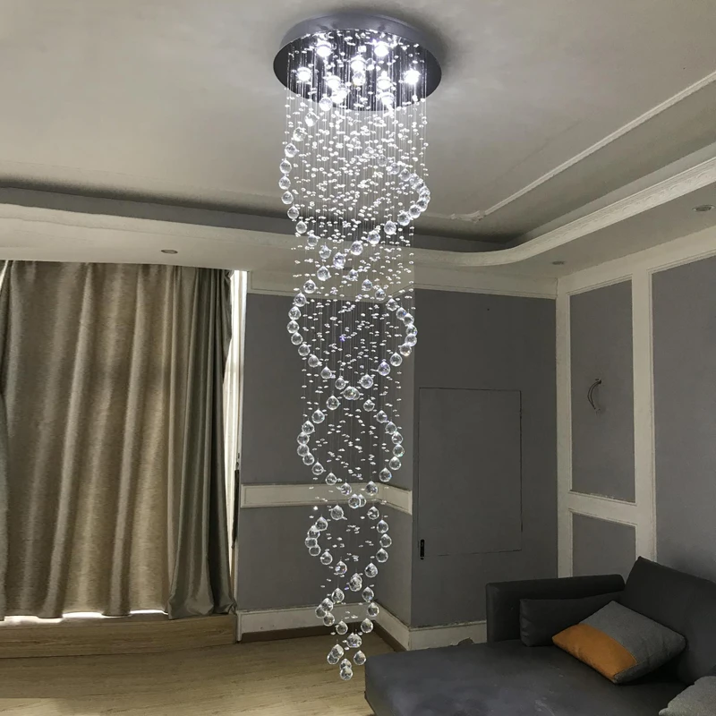 

Modern LED Crystal Chandeliers Light Fixture for Staircase Stair Lights Luxury Hotel Villa Vanity Bedroom Hanging Lamp