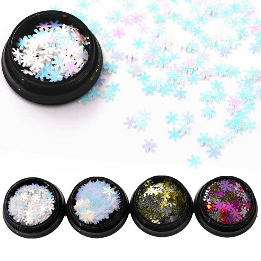 1Box Nail Christmas Glitter Powder Flake Sparkly 3D Snowflake colorful Mirror Sequin Spangle Polish Manicure Art Decoration | Красота и