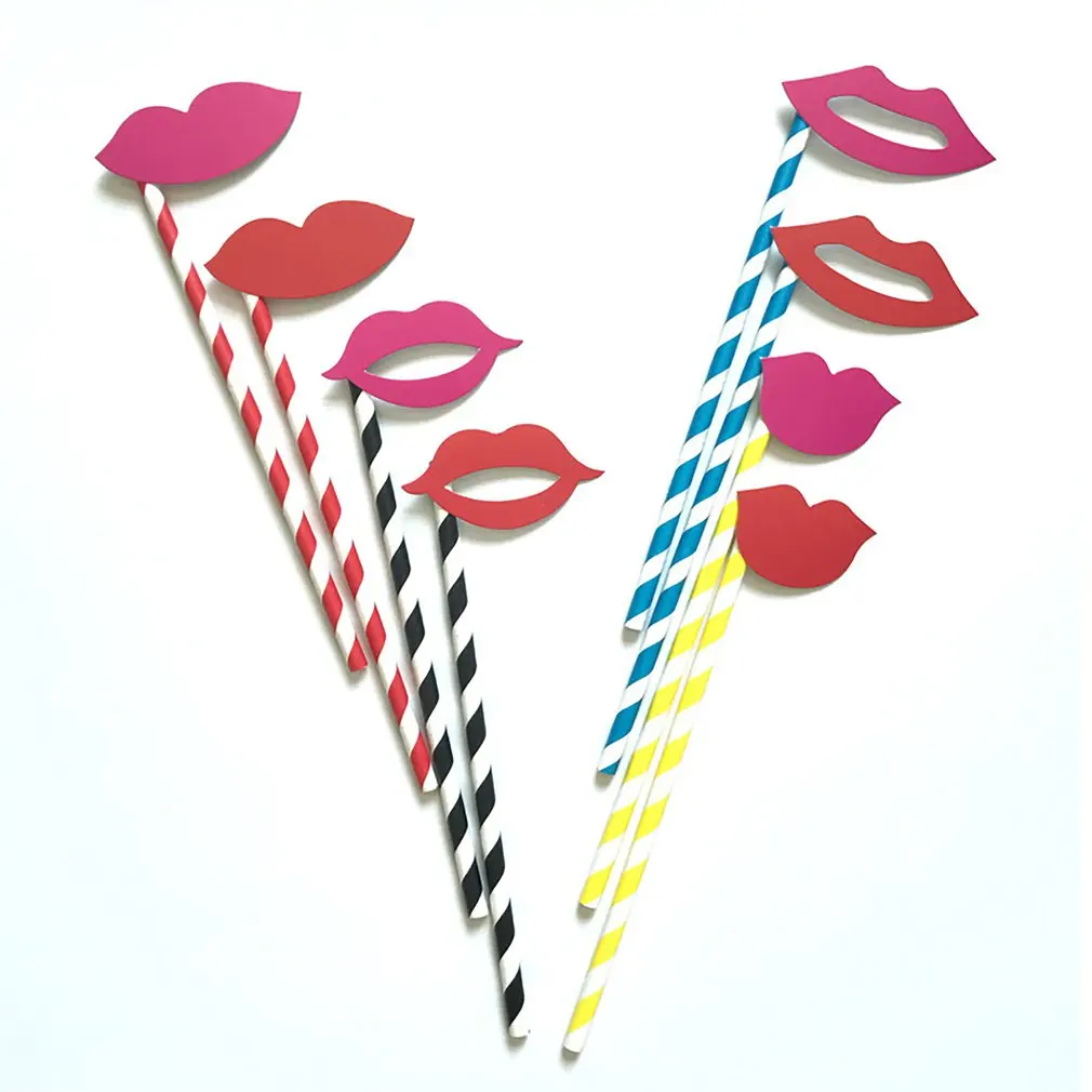 8 шт с наклейками в виде губ бумажные соломинки для украшения свадебных