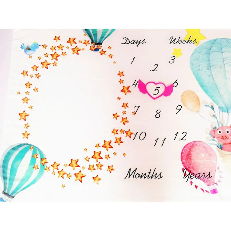 

Baby Milestone Photography Blanket Hot Air Balloon Pattern Flannel Blankets