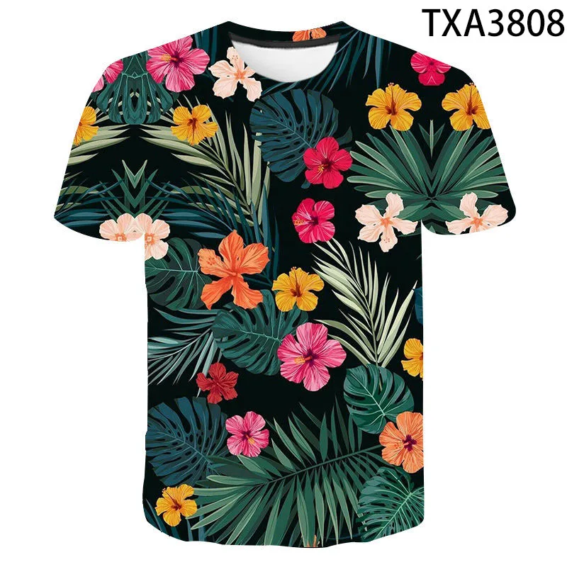 

Summer Fashion T-shirt Men Women Children 3D Print Colorful Flower T Shirt Boy Girl Kids Short Sleeve Harajuku Casual Tops Tees