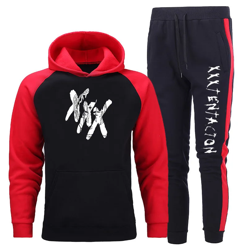 

New Men's Printed Sweater Two-Piece Hooded Sweatshirt Spring And Autumn Fashion Casual Sportswear Large Size Loose S-3XL